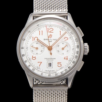 레플리카 [브라이틀링] 남성용 프리미에르 AB0145211G1P1 크로노그래프 7750 타입 오토매틱 42mm 메쉬밴드 화이트 다이얼 bre6018  