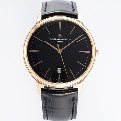 레플리카 [바쉐론콘스탄틴] 남성용 패트리모니 85180/000R-9232 셀프 와인딩 드레스 워치!! 18K 로즈골드 케이스 블랙 다이얼 오토매틱 무브먼트 vac1161  