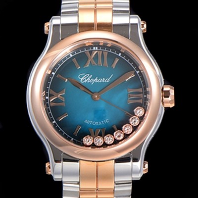 레플리카 [쇼파드] 여성용 해피 스포츠 오토매틱 ETA2892-2 타입 36mm 래이디스/금장시계 18K로즈골드 블루 다이얼 cho45361  