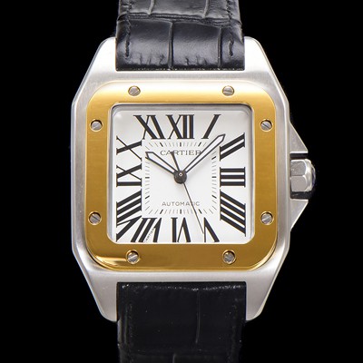 레플리카 [까르띠에] 산토스 100 W20072X7 오토매틱 ETA2824-2 타입 18k 옐루골드 베젤 남성용 51mm 가죽줄 화이트 다이얼 car69318  