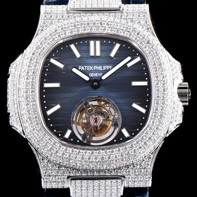 레플리카 [파텍필립] 남성용 노틸러스 뚜르비옹 최상급쥬얼 다이아몬드 풀 세팅 케이스 블루 텍스쳐 다이얼 아시안 투어빌론 탑재 PAT0102  