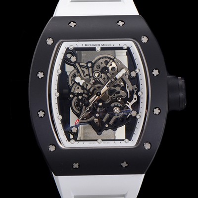 레플리카 [리차드밀레] 남성용 RM055 블랙 PVD코딩 스켈레톤 다이얼 러버 스트랩 기계식 수동형 무브먼트 RIC07172  