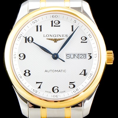 레플리카 [론진] 남성용 마스터 컬렉션 L2.755.5.78.7 클래식 데이데이트 논크로노 모델!! 18K 옐로우골드 투톤콤비 화이트 텍스쳐드 다이얼 브레이슬릿 오토메틱 무브먼트 LON0400  