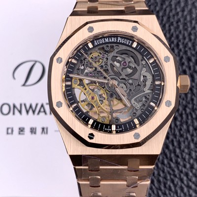 레플리카 [오데마피게] 남성용 하이엔드 로얄오크 15407OR.OO.1220OR.01 더블 밸런스 휠 오픈워크 18k 로즈골드 41mm 오토매틱 Cal.3132무브먼트 스켈레톤 다이얼 aud6586  