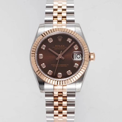 레플리카 [로렉스] 여성용 데이져스트 178271 플루티드 18k 로즈골드 31mm 쥬빌레 오토매틱 2236타입 브라운 다이얼 rol5445  