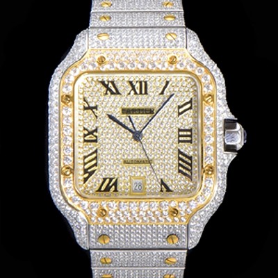 레플리카 [까르띠에] 남성용 산토스 쥬얼 다이아몬드 셋팅 베젤 40mm 큐빅/보석 다이얼 오토매틱 무브먼트 CAR42604  