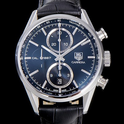 레플리카 [태그호이어] 남성용 까레라 칼리버 1887 크로노그래프 블랙 다이얼 7750 오토매틱 TAG4210  