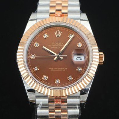 레플리카 [로렉스] 남성용 904L스틸!! 2022신형 데이저스트 41mm II m126334  18K 로즈골드 신형 Cal.3235 오토매틱 무브먼트 브라운 다이얼 ROL06119  