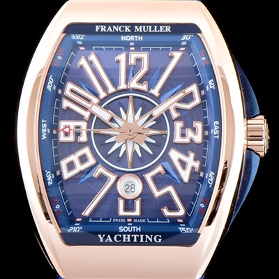 레플리카 [프랭크 뮬러] 남성용 마스터 컴플리케이션 V45 SC DT YACHTING 5N 뱅가드 요팅!! 고급스러운 18K로즈골드 케이스 블루 다이얼 스위스 ETA 2824-A2오토매틱 FRA0401  