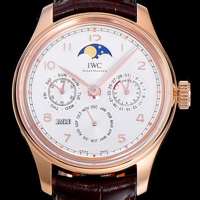 레플리카 [아이더블유씨]남성용 포르투기즈IW502306  퍼페츄얼 캘린더 18k로즈골드 44미리 오토매틱 화이트다이얼 IWC86507  
