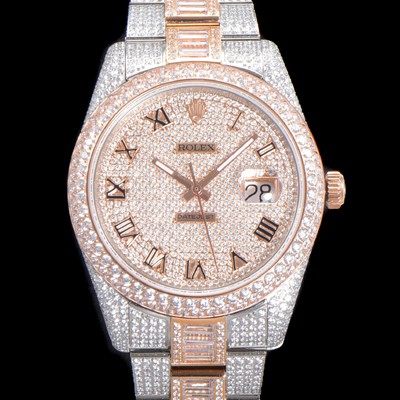 레플리카 [로렉스] 남성용 수제공정형 다이아 18K 로즈골드 튜닝 데이져스트 오토매틱 ETA 2824-2 41mm 보석다이얼 rol23640  