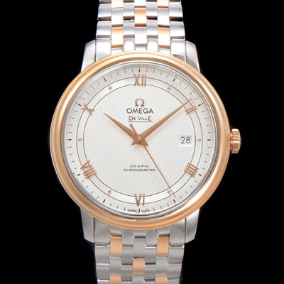 레플리카 [오메가] 남성용 드빌 프레스티지 424.20.40.20.02.002 오토매틱 Cal.8800타입 39.5mm 18K 로즈골드 메탈줄 화이트 다이얼 omg20204  