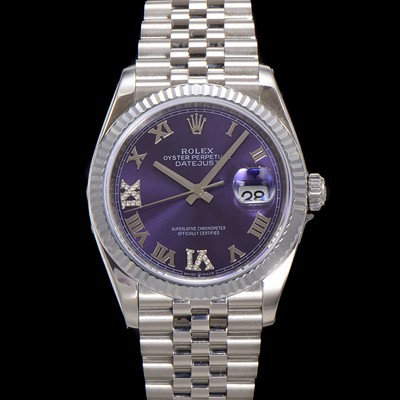 레플리카 [로렉스] 남성용 데이저스트 m126234 로마인덱스 36mm 오토매틱 Cal.3235 무브먼트 퍼플 다이얼 rol5356  