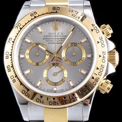 레플리카 [로렉스] 남성용 신형 데이토나 모델 업데이트!! 116523-78593 크로노그래프 18k 옐로골드 투톤 콤비 그레이 썬더스트 다이얼 야광 인덱스 오토매틱 무브먼트 ROL0310  