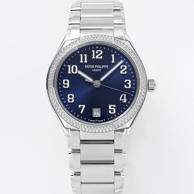 레플리카 [파텍필립] 여성용 트웬티-포 티파니 7300/1200A-001 다이아몬드 36mm 오토매틱 Cal.324 타입 블루 다이얼 pat2230  