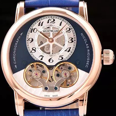 레플리카 [몽블랑] 남성용 스타 니콜라스 뤼섹 모노푸셔 크로노그래프 블루다이얼 MON42000  