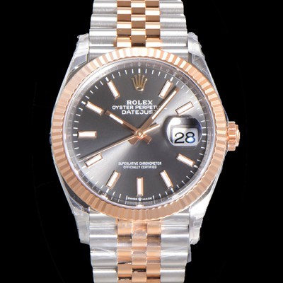 레플리카 [로렉스] 남성용 904L스틸!! 2023신형 데이져스트 36mm II m126231 !! 로즈골드 그레이 다이얼 브레이슬릿 신형 Cal.3235 오토매틱 무브먼트 ROL19323  