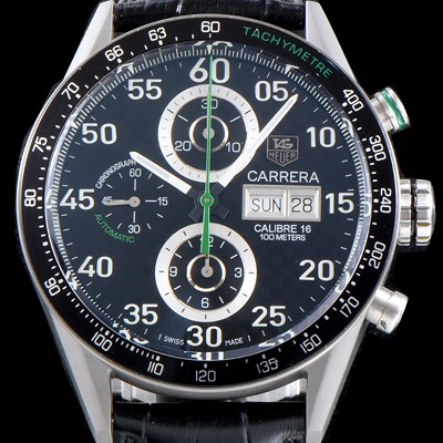 레플리카 [태그호이어] 남성용 NEW 까레라 CV2A1R.FC6235 칼리버16 데이-데이트 크로노그래프 블랙 카본 다이얼 오토매틱 무브먼트 TAG0104  