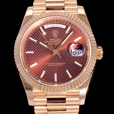 레플리카 [로렉스] 남성용 데이데이트 오토매틱 로즈골드 올금 금장시계 이티애이 2836-2 40미리 브라운다이얼 3열 브레이슬릿 ROL79514  