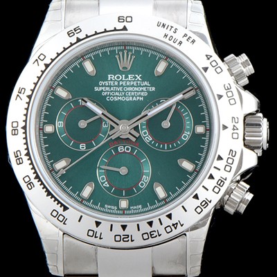 레플리카 [로렉스] 남성용 코스모그래프 데이토나 116509 오이스터 18K 화이트 골드 40MM 업그레이드!! 그린 썬더스트 다이얼 ETA 7750B-2 크로노그래프 오토매틱 무브먼트 ROL0030  