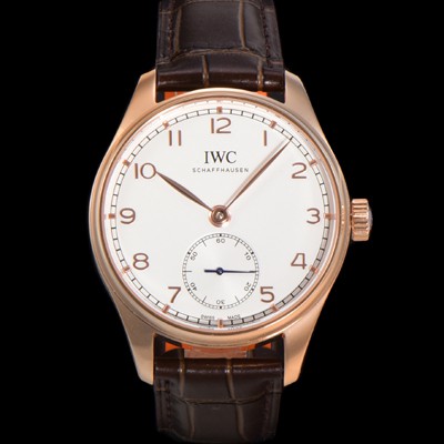 레플리카 [아이더블유씨] 남성용 포르투기즈 IW358306 오토매틱 수정형 82200타입 무브 40.4mm 18K 로즈골드 가죽줄 화이트 다이얼  iwc36970  