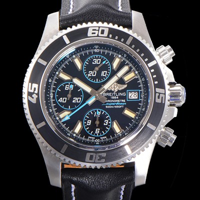 레플리카 [브라이틀링] 남성용 에어로마린 슈퍼오션 어비스 크로노그래프 오토매틱 Eta7750-2 타입 44mm 가죽줄 블랙다이얼 bre8927  