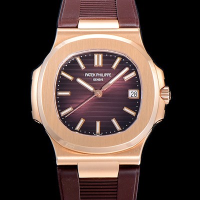 레플리카 [파텍필립]남성용 노틸러스 5711/1R-001 러버밴드 Cal.324 S C타입무브 오토매틱 18K 로즈골드 40미리 브라운 다이얼 PAT78455  