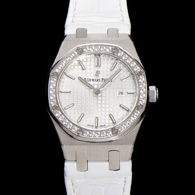 레플리카 [오데마피게] 여성용 로얄오크 67651ST.ZZ.D011CR.01 악어가죽줄 33mm 쿼츠 무브먼트 화이트 와플 다이얼 aud6517  