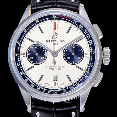 레플리카 [브라이틀링]남성용 프리미에르 01 크로노그래프 오토매틱 42mm 화이트다이얼 BRE94925  