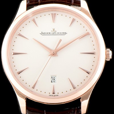 레플리카 [예거르꿀뜨르] 남성용 마스터 울트라 씬 데이트1282510 플래식한 40MM UP!! 18K 로즈골드 에그쉘 베이지 다이얼 오토매틱 무브먼트 JAG0403  