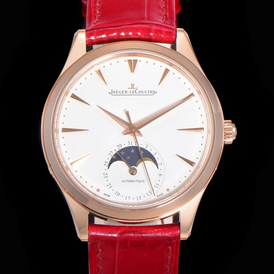 레플리카 [예거르꿀뜨르] 남성용 마스터 울트라 씬 문페이즈 39mm 오토매틱 866타입 18K로즈골드 가죽줄 화이트다이얼 jag1511  