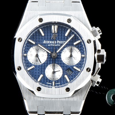 레플리카 [오데마피게] 남성용 NEW 로얄오크 26331ST.OO.1220ST.01 41mm 사이즈 드레스 워치!! 크로노그래프 블루 와플 다이얼 브레이슬릿 신형 ETA 7750B-2 오토매틱 무브먼트 AUD0143  