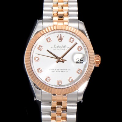 레플리카 [로렉스] 여성용 데이져스트 오이스터 31mm 레이디 오토매틱  18K 로즈골드 투톤콤비 5열 브레이슬릿 메탈줄 화이트다이얼 rol60478  