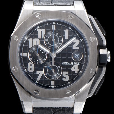레플리카 [오데마피게] 남성용 로얄오크 오프쇼어 26378IO.OO.A001KE.01 아놀드 리미티드 에디션 크로노그래프 블랙 와플 다이얼 스위스 쿼츠 무브먼트 AUD0104  