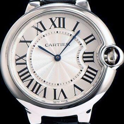 레플리카 [까르띠에] 남성용 발롱블루 WE902056 화이트 다이얼 블랙 레더스트랩 CAR0030  