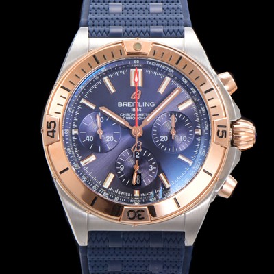 레플리카 [브라이틀링] 남성용 크로노맷 B01 오토매틱 ETA7750-2 타입 42mm 금장시계 우레탄줄 블루다이얼 bre26478  