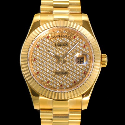 레플리카 [로렉스] 남성용 데이데이트II 오토매틱 E2836-2 타입 40mm  18K 옐루골드 올금 다이아몬드 문자판 골드다이얼 rol3125  