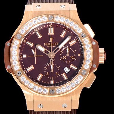 레플리카 [휴블렛]남성용 빅뱅 크로노그래프 44미리 18K로즈골드 다이아몬드우레탄 오토매틱 블랙다이얼 HUB10256  