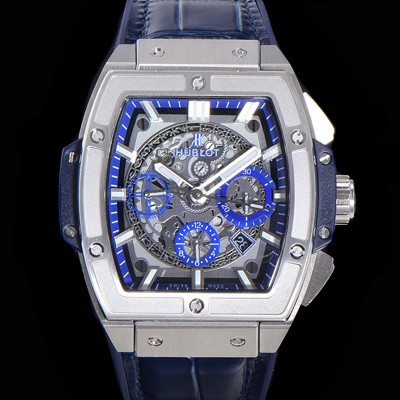 레플리카 [휴블렛] 남성용 스피릿 빅뱅 마스터피스 크로노그래프 Hub4700타입 45mm 가죽줄 스켈래톤다이얼 hub1212  