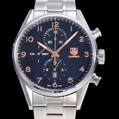 레플리카 [태그호이어] 남성용 까레라 칼리버 1887 크로노그래프 블랙 다이얼 7750 오토매틱 TAG4210  