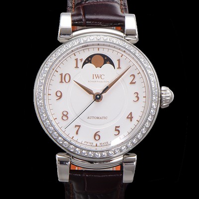 레플리카 [아이더블유씨]여성용 다빈치 IW459307 오토매틱 문페이즈 36mm 18K 로조골드 다이아몬드베젤가죽줄 화이트다이얼 iwc76405  