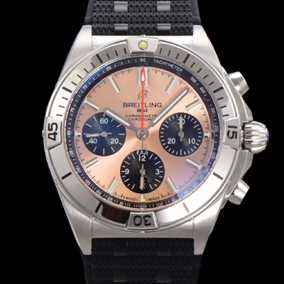 레플리카 [브라이틀링] 남성용 크로노맷 B01 오토매틱 ETA7750-2 타입 42mm 금장시계 우레탄줄 핑크다이얼 bre26908  