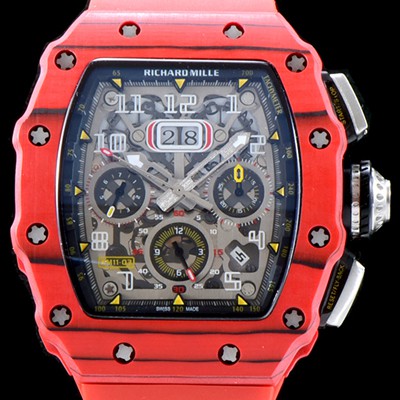 레플리카 [리차드밀레] 남성용 오토매틱 플라이백 RM11-03 오버사이즈 데이트 크로노그래프레드 카본 TPT 스켈레톤 다이얼 오토매틱 무브먼트 RIC0401  