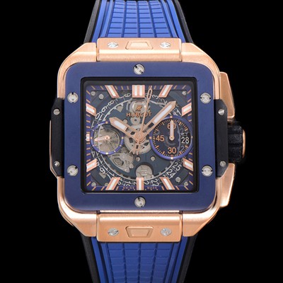 레플리카 [휴블렛] 남성용 스퀘어 뱅 유니코 821.OL.5180.RX 스켈레톤 다이얼 티타늄 에디션 18K 로즈골드 42미리 오토매틱 무브먼트 우레탄 러버밴드 hub2133  