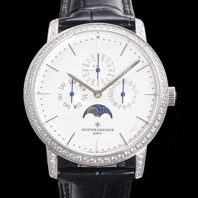 레플리카 [바쉐런콘스탄틴] 남성용 패트리모니 다이아셋팅 논페이즈 오토매틱 1120타입 41mm 가죽줄 화이트다이얼   vac0286  