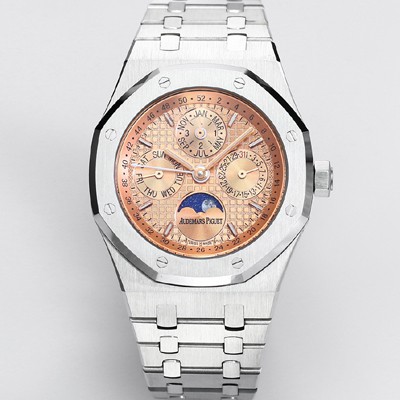 레플리카 [오데마피게] 남성용 로얄오크 26574 퍼페츄얼 캘린더 문페이즈 41mm 로즈골드 다이얼 신형 5134 오토매틱 무브먼트 aud4207  