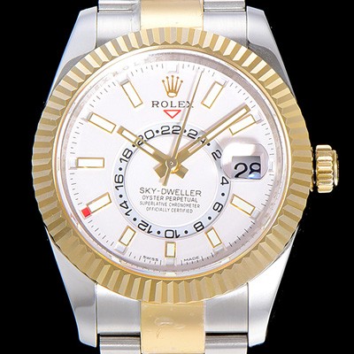 레플리카 [로렉스]남성용 스카이더웰러 오이스터퍼페츄얼 39미리 18K 옐루골드 투톤콤비 오토매틱 화이트다이얼 ROL32445  