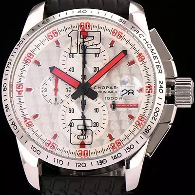 레플리카 [쇼파드] 남성용 클레식 레이싱 밀레 밀레밀리아 1000 모델 크로노그래프 화이트 다이얼 일본산 쿼츠 무브먼 CHO0414  