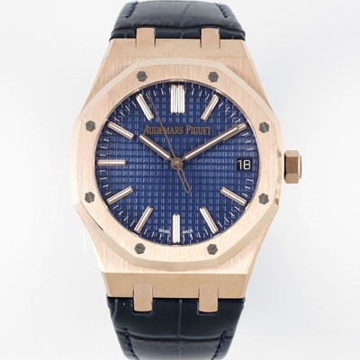 레플리카 [오데마피게] 남성용 로얄오크 셀프와인딩 15510OR.OO.D315CR.02 18K 로즈골드 41mm 오토매틱 Cal.4302 무브먼트 블루 와플 다이얼 aud6548  