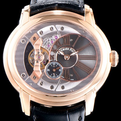 레플리카 [오데마피게] 남성용 밀레어리 최신형 업그레이드 모델 15350OR.OO.D093CR.01 18K 로즈골드 칼리버 4101 실버 스켈레톤 다이얼 오토매틱 무브먼트 AUD0101  